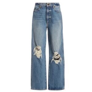 Khatie Abigail Distressed Straight Leg jeans Sz 29 High Rise USA Designer Cotton
